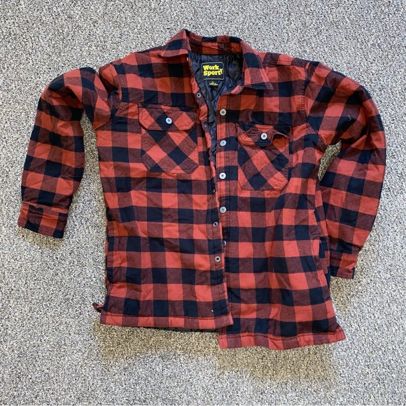 Flannel Coat Vintage Like New Great Condition red and black work sport - Picture 8 of 10